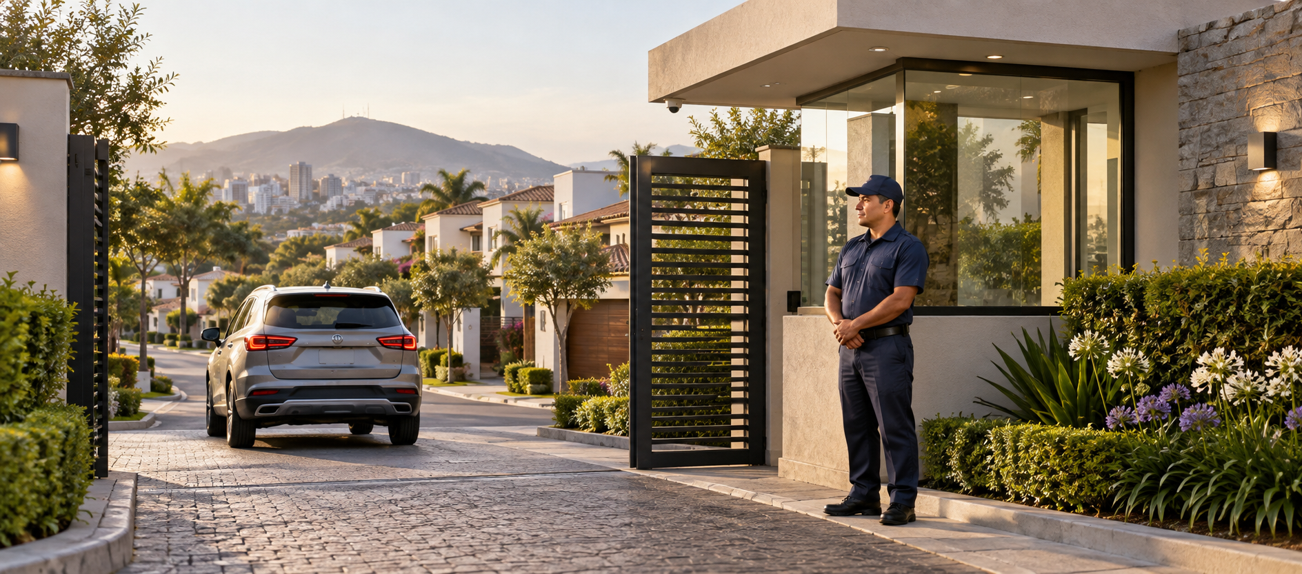 Acceso a una urbanización residencial